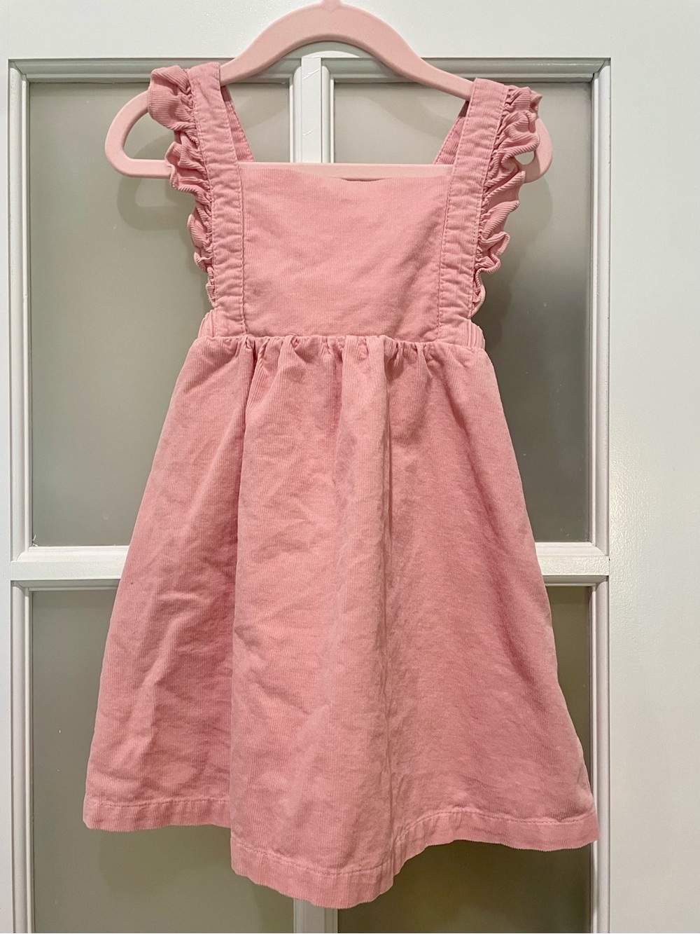 Angel Dear Dusty Pink Ruffle Strap Corduroy Dress